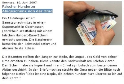 Falscher Hunderter zum Abi