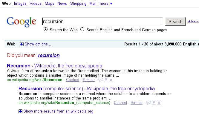 google recursion